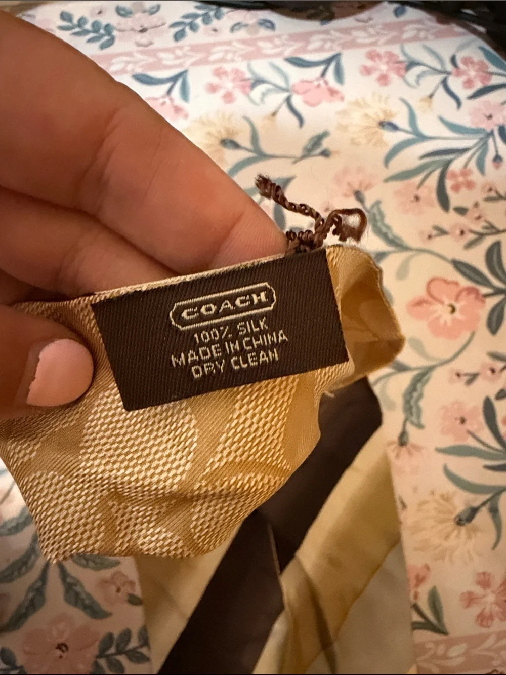 Coach Reversible Yellow & Brown Silk Twilly - Picture 4 of 6